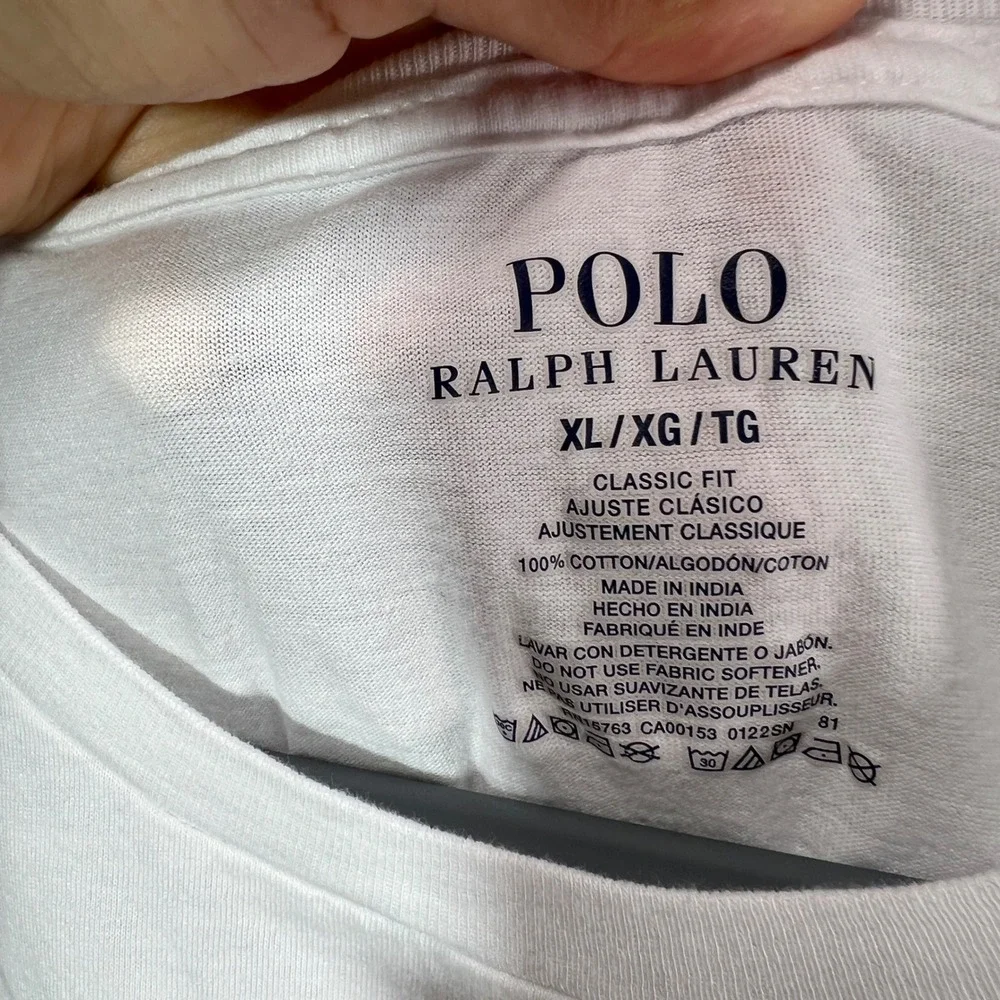 Polo Ralph Lauren T-Shirt Men XL White Crewneck Tee Embroidered‎ Pony